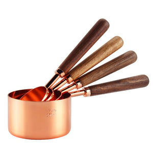 Rose Measuring Cups With Wooden Handles