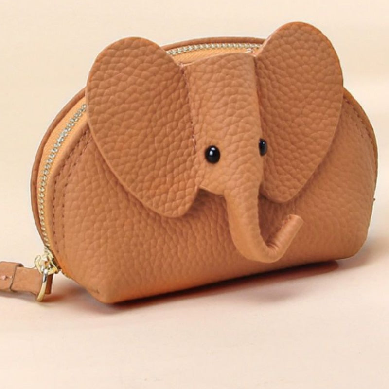 LuxeSafari Leather Elephant Pouch