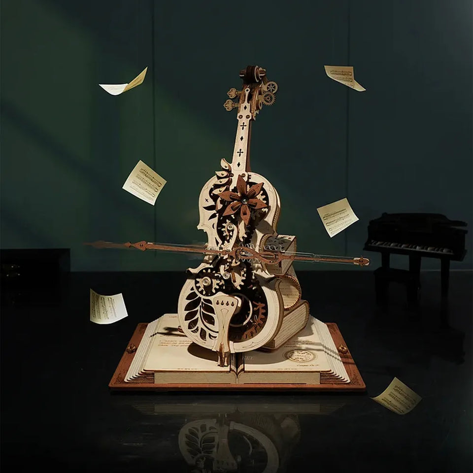 3D Wooden Cello Puzzle and Music Box